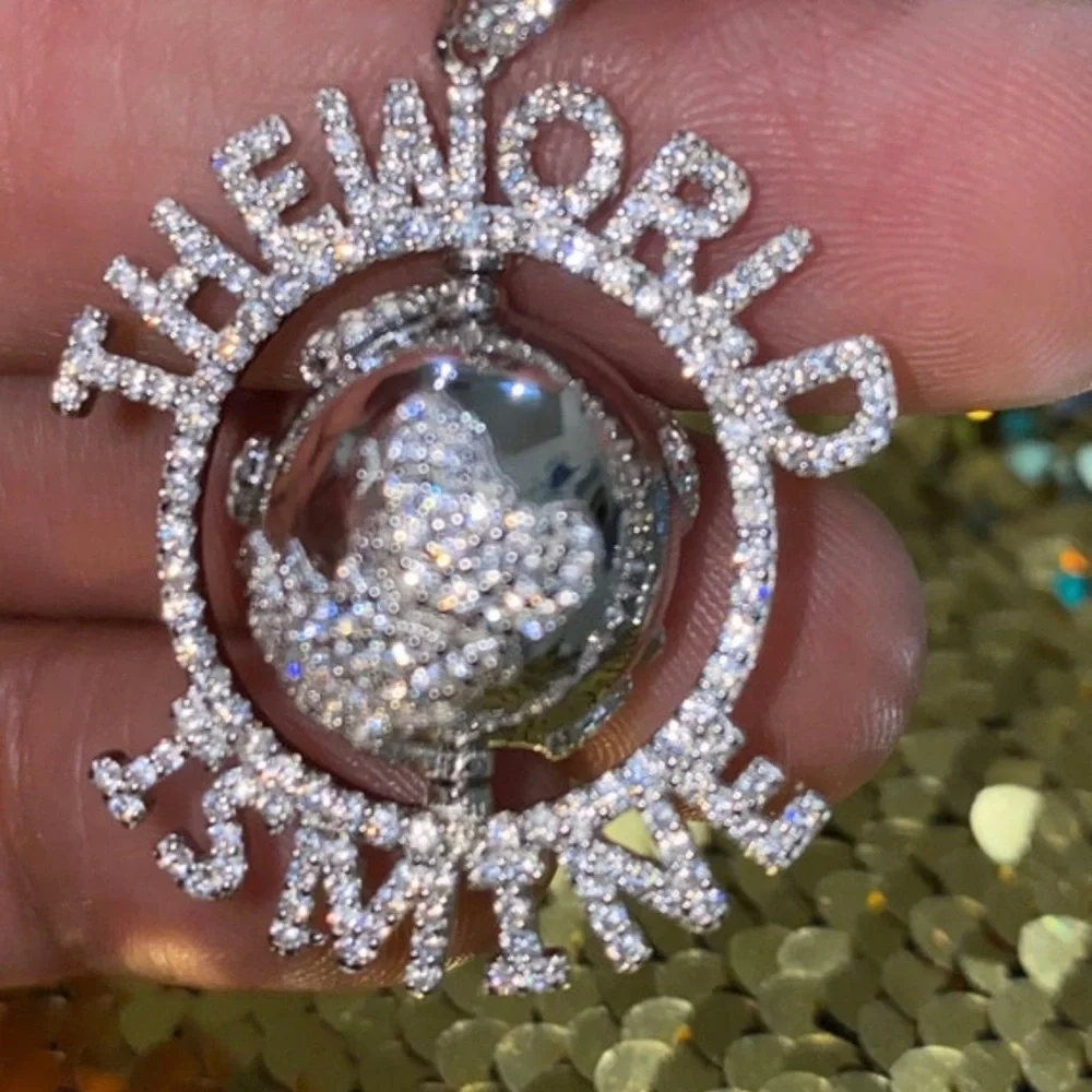 Globe Pendant | 925 Gold Vermeil | Spinning World Pendant | Globe World Charm - Picture 6 of 8